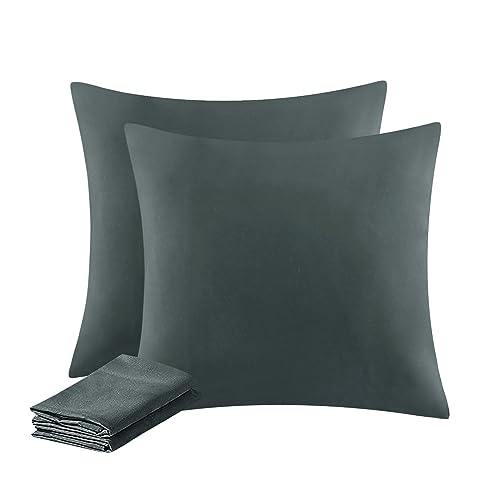 Aisbo Kissenbezug 80x80 2er Set - Kopfkissenbezug 80 x 80 Anthrazit mit Reißverschluss aus Mikrofaser, ÖKO-TEX Pillow Cover 80x80cm, Weich und Bügelfrei von Aisbo