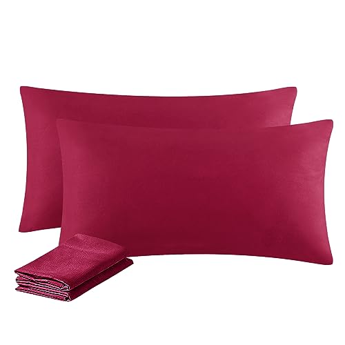Aisbo Kissenbezug 40 x 80 2er Set - Kopfkissenbezug 40x80 Rot mit Reißverschluss aus Mikrofaser Weich, 40x80cm Pillow Cover von Aisbo