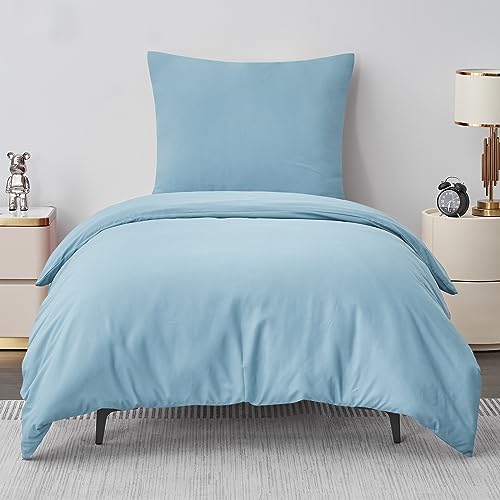 Aisbo Bettwäsche 155x220 2teilig Blau - Mikrofaser Bettwäsche-Sets Hellblau mit Reißverschluss, ÖKO-TEX Bettbezug 155x220 cm 2tlg mit Kissenbezug 80x80 cm, Weich und Bügelfrei von Aisbo