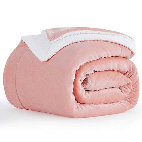 Aisbo Dicke Kuscheldecke Flauschig Rosa - Extra Warme Decken für den Winter als Sofadecke Couchdecke 150x200 cm, XL Wohndecke aus hochwertige Sherpa Fleece, Soft Weich Blanket Pink von Aisbo