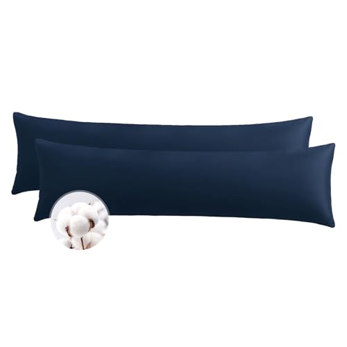 Aisbo Seitenschläferkissen Bezug 40 x 145 Baumwolle 2er Set Blau - weiche Kissenbezug 40x145 mit Reißverschluss, 40x145cm Pillow Cover Pillowcase von Aisbo