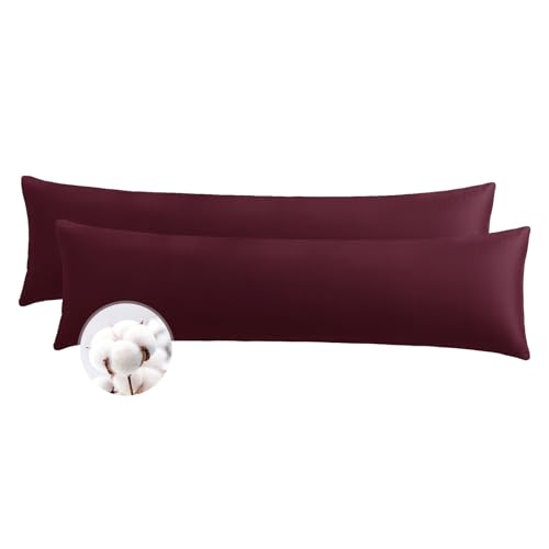 Aisbo Kissenbezug 40 x 145 Baumwolle 2er Set - weiche Kopfkissenbezug 40x145 Rot mit Reißverschluss, 40x145cm Pillow Cover Pillowcase von Aisbo