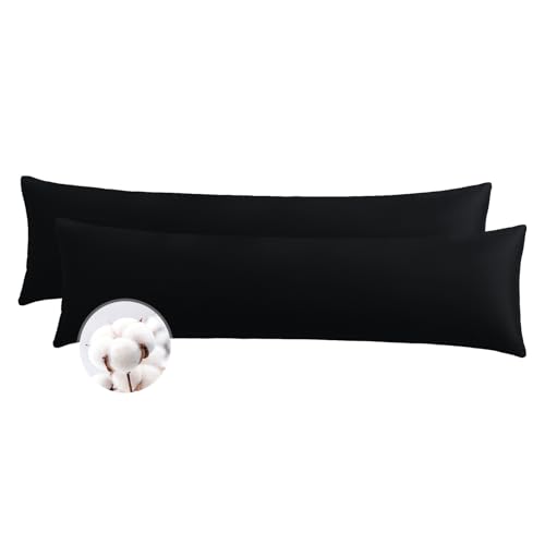Aisbo Seitenschläferkissen Bezug 40 x 145 Baumwolle 2er Set Schwarz - weiche Kissenbezug 40x145 mit Reißverschluss, 40x145cm Pillow Cover Pillowcase Aisbo Seitenschläferkissen Bezug 40 x 145 Baumwolle 2er Set Schwarz - weiche Kissenbezug 40x145 mit Reißverschluss, 40x145cm Pillow Cover Pillowcase von Aisbo