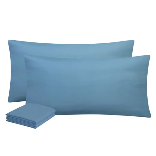 Aisbo Kissenbezug 40 x 80 2er Set - Kopfkissenbezug 40x80 Denimblau mit Reißverschluss aus Mikrofaser, ÖKO-TEX Kissenhülle 40x80cm, Weich und Bügelfrei von Aisbo