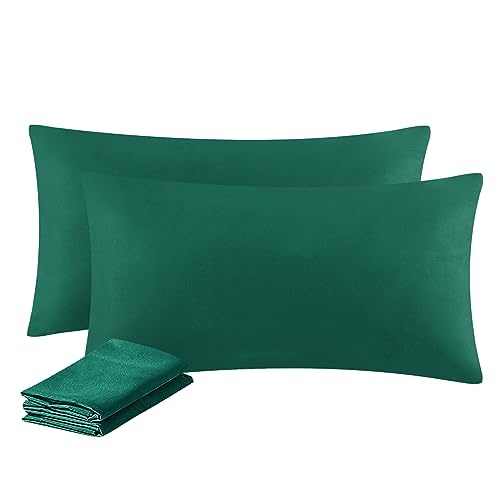 Aisbo Kissenbezug 40 x 80 2er Set - Kopfkissenbezug 40x80 Grün mit Reißverschluss aus Mikrofaser, ÖKO-TEX Kissenhülle 40x80cm, Weich und Bügelfrei von Aisbo