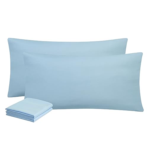 Aisbo Kissenbezug 40 x 80 2er Set - Kopfkissenbezug 40x80 Hellblau mit Reißverschluss aus Mikrofaser, ÖKO-TEX Kissenhülle 40x80cm, Weich und Bügelfrei von Aisbo