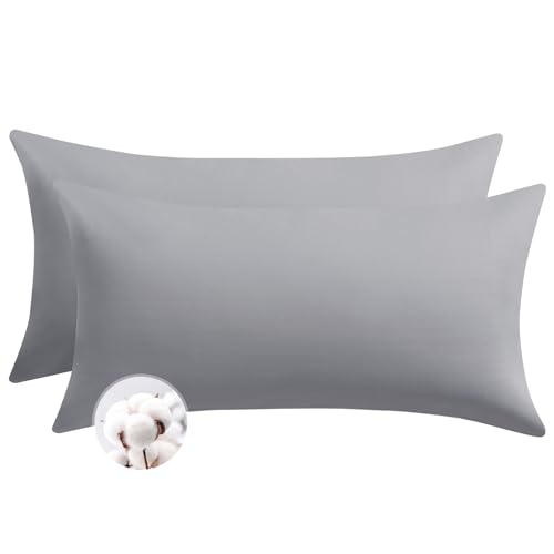 Aisbo Kissenbezug 40 x 80 Baumwolle 2er Set - weiche Kopfkissenbezug 40x80 Hellgrau mit Reißverschluss, 40x80cm Grau Pillow Cover Pillowcase Aisbo Kissenbezug 40 x 80 Baumwolle 2er Set - weiche Kopfkissenbezug 40x80 Hellgrau mit Reißverschluss, 40x80cm Grau Pillow Cover Pillowcase von Aisbo