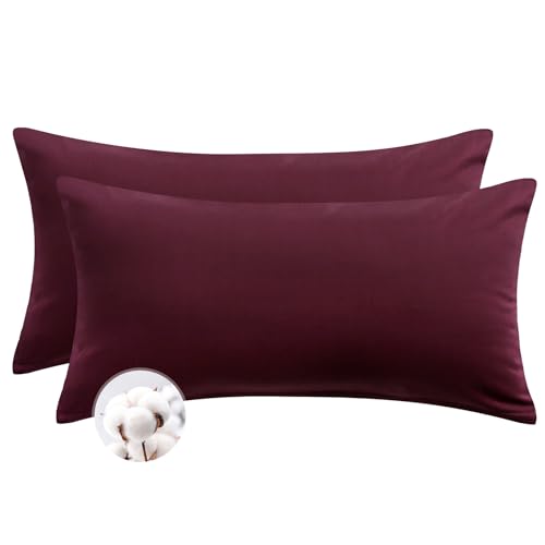 Aisbo Kissenbezug 40 x 80 Baumwolle 2er Set - weiche Kopfkissenbezug 40x80 Rot mit Reißverschluss, 40x80cm Pillow Cover Pillowcase von Aisbo