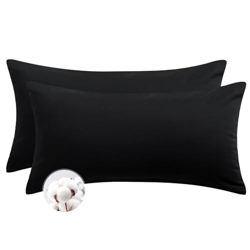 Aisbo Kissenbezug 40 x 80 Baumwolle 2er Set - weiche Kopfkissenbezug 40x80 Schwarz mit Reißverschluss, 40x80cm Pillow Cover Pillowcase Aisbo Kissenbezug 40 x 80 Baumwolle 2er Set - weiche Kopfkissenbezug 40x80 Schwarz mit Reißverschluss, 40x80cm Pillow Cover Pillowcase von Aisbo