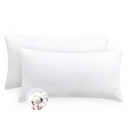 Aisbo Kissenbezug 40 x 80 Baumwolle 2er Set - weiche Kopfkissenbezug 40x80 Weiß mit Reißverschluss, 40x80cm Weiss Pillow Cover Pillowcase von Aisbo