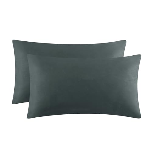 Aisbo Kissenbezug 40x60 2er Set - Kopfkissenbezug 40 x 60 Anthrazit mit Reißverschluss aus Mikrofaser, ÖKO-TEX Kissenhülle 40x60cm, Weich und Bügelfrei von Aisbo