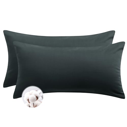 Aisbo Kissenbezug 40 x 80 Baumwolle 2er Set - weiche Kopfkissenbezug 40x80 Anthrazit mit Reißverschluss, 40x80cm Grau Pillow Cover Pillowcase Aisbo Kissenbezug 40 x 80 Baumwolle 2er Set - weiche Kopfkissenbezug 40x80 Anthrazit mit Reißverschluss, 40x80cm Grau Pillow Cover Pillowcase von Aisbo
