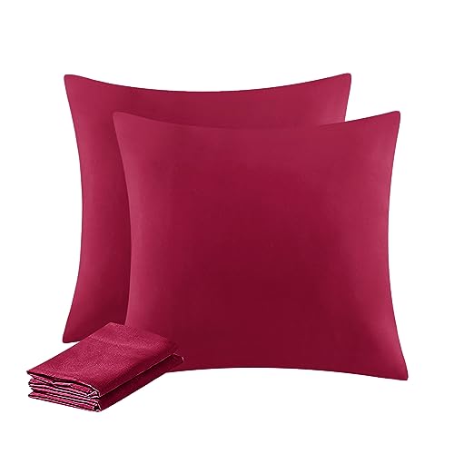 Aisbo Kissenbezug 50x50 2er Set - Kissenhülle Kopfkissenbezug 50 x 50 Rot mit Reißverschluss aus Mikrofaser Weich, 50x50cm Pillow Cover von Aisbo