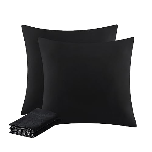 Aisbo Kissenbezug 50x50 2er Set - Kissenhülle Kopfkissenbezug 50 x 50 Schwarz mit Reißverschluss aus Mikrofaser Weich, 50x50cm Pillow Cover von Aisbo