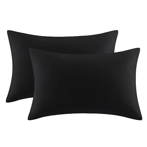 Aisbo Kissenbezug 50x75 2er Set - Kopfkissenbezug 50 x 75 Schwarz mit Hotelverschluss aus Mikrofaser Weich, 50x75cm Pillow Cover von Aisbo