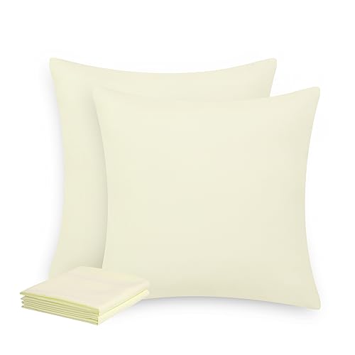 Aisbo Kissenbezug 65x65 2er Set - Kissenhülle Kopfkissenbezug 65 x 65 Hellgelb mit Reißverschluss aus Mikrofaser Weich, 65x65cm Pillow Cover von Aisbo