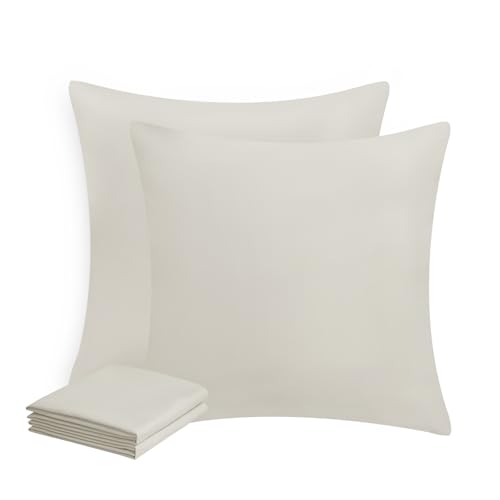 Aisbo Kissenbezug 80x80 2er Set - Kopfkissenbezug 80 x 80 Beige mit Reißverschluss aus Mikrofaser, ÖKO-TEX Pillow Cover 80x80cm, Weich und Bügelfrei von Aisbo