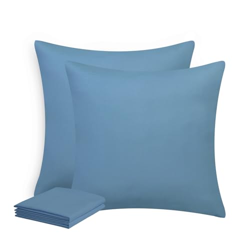 Aisbo Kissenbezug 80x80 2er Set - Kopfkissenbezug 80 x 80 Denimblau mit Reißverschluss aus Mikrofaser, ÖKO-TEX Pillow Cover 80x80cm, Weich und Bügelfrei von Aisbo