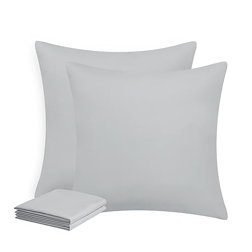 Aisbo Kissenbezug 80x80 2er Set - Kopfkissenbezug 80 x 80 Hellgrau mit Reißverschluss aus Mikrofaser, ÖKO-TEX Pillow Cover 80x80cm, Weich und Bügelfrei von Aisbo