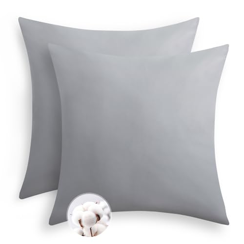 Aisbo Kissenbezug 80x80 Baumwolle 2er Set - weiche Kopfkissenbezug 80 x 80 Hellgrau mit Reißverschluss, 80x80cm Grau Pillow Cover Pillowcase Aisbo Kissenbezug 80x80 Baumwolle 2er Set - weiche Kopfkissenbezug 80 x 80 Hellgrau mit Reißverschluss, 80x80cm Grau Pillow Cover Pillowcase von Aisbo