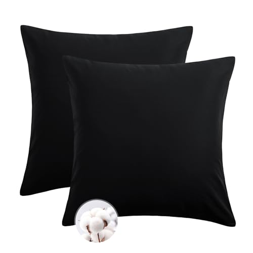 Aisbo Kissenbezug 80x80 Baumwolle 2er Set - weiche Kopfkissenbezug 80 x 80 Schwarz mit Reißverschluss, 80x80cm Pillow Cover Pillowcase Aisbo Kissenbezug 80x80 Baumwolle 2er Set - weiche Kopfkissenbezug 80 x 80 Schwarz mit Reißverschluss, 80x80cm Pillow Cover Pillowcase von Aisbo
