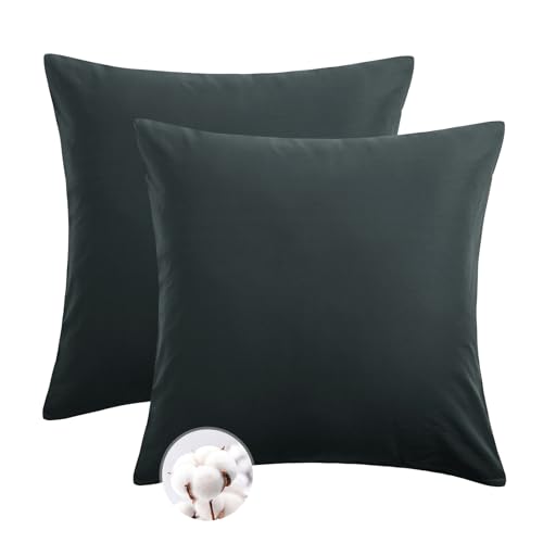 Aisbo Kissenbezug 80x80 Baumwolle 2er Set - weiche Kopfkissenbezug 80 x 80 Anthrazit mit Reißverschluss, 80x80cm Grau Pillow Cover Pillowcase Aisbo Kissenbezug 80x80 Baumwolle 2er Set - weiche Kopfkissenbezug 80 x 80 Anthrazit mit Reißverschluss, 80x80cm Grau Pillow Cover Pillowcase von Aisbo