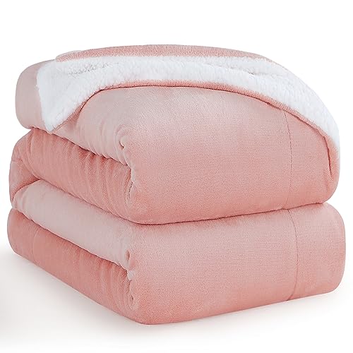 Aisbo Dicke Kuscheldecke Flauschig Rosa - Extra Warme Decken für den Winter als Sofadecke Couchdecke 230x270 cm, Riesen Wohndecke aus hochwertige Sherpa Fleece, Soft Weich Blanket Pink von Aisbo