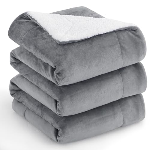 Aisbo Warm Kuscheldecke Flauschig Decke Grau - Hochwertige Sherpa Fleece Sofa Decke 230x270 cm Riesen, Extra Riesig Dicke Couchdecke Wohndecke, Kuschelig und Weich von Aisbo