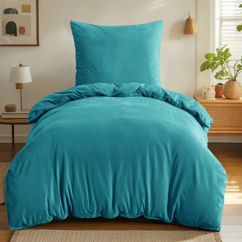 Aisbo Winter Plüsch Bettwäsche 155x220 2teilig Türkis - Flanell Flauschige Warme Bettbezug und Kissenbezug 80x80 cm, Teddy Fleece Samt Cashmere Touch Winterbettwäsche mit Reißverschluss Aisbo Winter Plüsch Bettwäsche 155x220 2teilig Türkis - Flanell Flauschige Warme Bettbezug und Kissenbezug 80x80 cm, Teddy Fleece Samt Cashmere Touch Winterbettwäsche mit Reißverschluss von Aisbo
