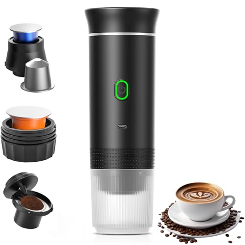 Aichens Mini kaffeemaschine für Unterwegs,Elektrisch Beheizte Reisekaffeemaschine mit USB-C,Kompatibel mit NS-Kapseln und Gemahlenem Kaffee,60ml Mini-Kaffeemaschine für Camping,Büro und Wandern von Aischens