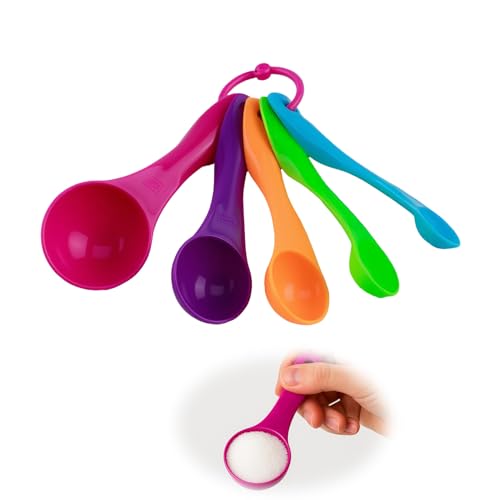 5 Stück Messlöffel Set in Bunt, Messlöffel Gramm für Flüssigkeiten & Pulver, Dosierlöffel mit Unterschiedlichen Kapazitäten, Measuring Spoons für Kochen & Backen, Praktisch & Präzise von Aisikoo