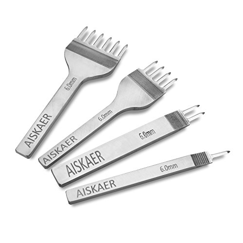 Aiskaer Leder-Nähstanzer-Set, Diamantmeißel-Werkzeuge, 6 mm, weißer Stahl, 1/2/4/6 Zinken für Lederhandwerk Aiskaer Leder-Nähstanzer-Set, Diamantmeißel-Werkzeuge, 6 mm, weißer Stahl, 1/2/4/6 Zinken für Lederhandwerk von Aiskaer