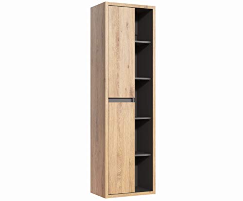 Aisling Hochschrank Badschrank 170x50x33 cm Shetland-Eiche/Graphit Devon Hänge-Schrank von Aisling