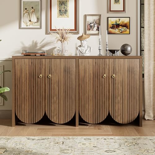 Aislinglen Sideboard mit 4 Türen, Kommode in Walnussoptik, Wohnzimmer Schrank mit Verstellbaren Einlegeböden & Alugriffen, Aufbewahrungsschrank für Schlafzimmer, Flur, Büro (147 L x 40 B x 80 H) Aislinglen Sideboard mit 4 Türen, Kommode in Walnussoptik, Wohnzimmer Schrank mit Verstellbaren Einlegeböden & Alugriffen, Aufbewahrungsschrank für Schlafzimmer, Flur, Büro (147 L x 40 B x 80 H) von Aislinglen