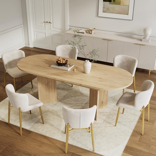 Ausziehbarer Esstisch 160-200x90cm, Esszimmertisch für 4–8 Personen, Abgerundete Ecken, Esstisch Holz Ausziehbar, Dicke Tischplatte, Küchentisch, Moderner Schlichter Stil (Stil A) von Aislinglen