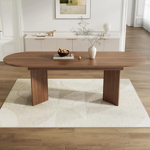 Ausziehbarer Esstisch 160-200x90cm, Esszimmertisch für 4–8 Personen, Abgerundete Ecken, Esstisch Holz Ausziehbar, Dicke Tischplatte, Küchentisch, Moderner Schlichter Stil (Stil B) von Aislinglen