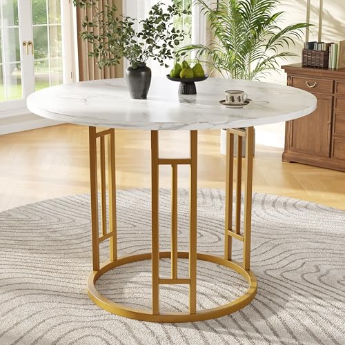 Esstisch Rund, Dining Table 4 personen, Kleiner Küchentisch, Kaffeetisch, Couchtisch, Esszimmertisch, Balkontisch, Beistelltisch, Runder Tisch 80 cm für Esszimmer, Wohnzimmer (Stil E, Gold) von Aislinglen