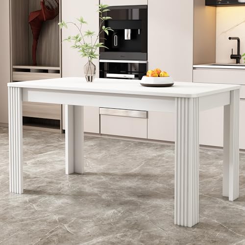 Moderner Einfacher Esstisch, Rechteckiger Esszimmertisch, Tisch mit vier Beinen, Kaffee-Freizeittisch, Arbeitstisch, Couchtisch, Table für Wohnzimmer, Esszimmer und Küche 116×65×75 cm (Weiß) von Aislinglen