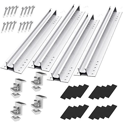 4 PCS Solarmodul Halterung PV Montageschienen Set, Photovoltaik Montageschiene, Aluminium Montageschiene Solarmodule Panel Befestigungsschiene Dachhalterung für Wohnmobile Wohnwagen Yacht (300mm) von Aisny