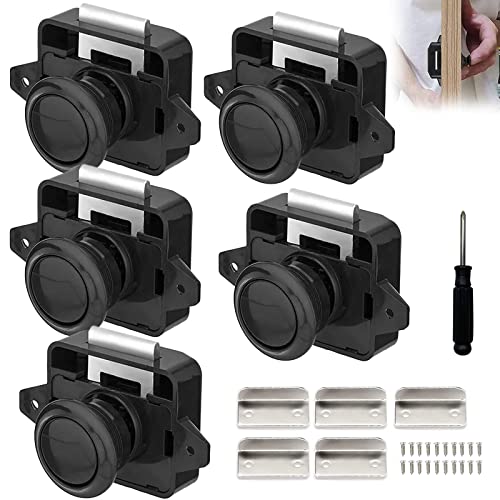 5 Stück Wohnmobil Schlösser, Metall Push Button Catch Door Lock Möbelschloss Schrank Schloss Cabinet Locks Drehknopf Schloß Tür Verschluss für Wohnmobil Caravan Yacht Schrank Tür, Schwarz 5 Stück Wohnmobil Schlösser, Metall Push Button Catch Door Lock Möbelschloss Schrank Schloss Cabinet Locks Drehknopf Schloß Tür Verschluss für Wohnmobil Caravan Yacht Schrank Tür, Schwarz von Aisny