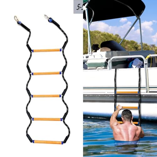 5 Stufen Bootsleiter Marine-Strickleiter, Feuerleiter Kletterhilfe für Jagd Boots-Strickleiter, Bootsleiter Klappbar Boots-Strickleiter für Boot Abnehmbar Bootsstrickleiter für Schlauchboot Kajak von Aisny