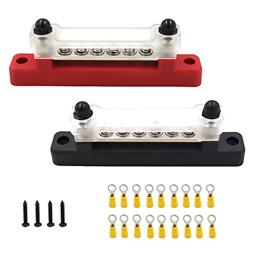 6-polige Einreihige Sammelschiene mit 18pcs Metallklemmen,150A DC 48V Sammelschienenblock mit Abdeckung Stromverteilungs-Klemmenblock für Autoboot Marine Wohnwagen Yacht Wohnmobil von Aisny