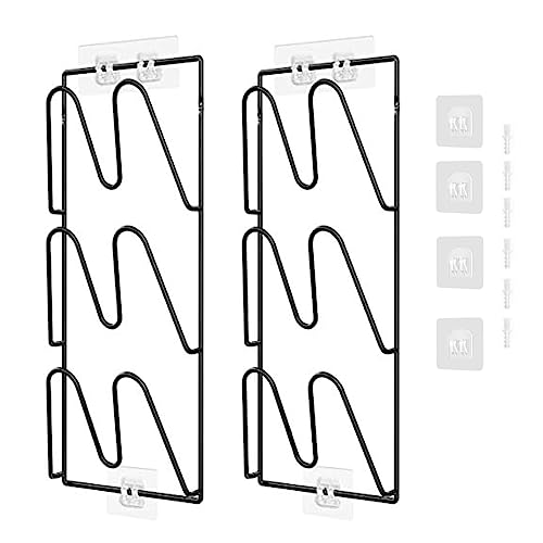 Aisny Topfdeckelhalter, Selbstklebender Topf- und Pfannendeckelhalter 3 Schlitzen, 2 Stück Topfdeckel-Organizer Deckelhalter aus Metall für Schranktür Wand von Aisny