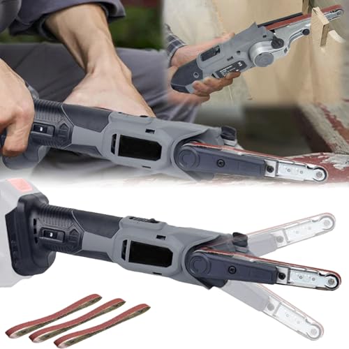 Bandschleifer, Akku Bandschleifer Kompatibel mit Makita 18V Akku Kabellose Schleifmaschine Multischleifer 10x330mm Elektrische Feile 3 Schleifbändern 6 Geschwindigkeiten 35° Einstellbare (ohne Akku) von Aisny