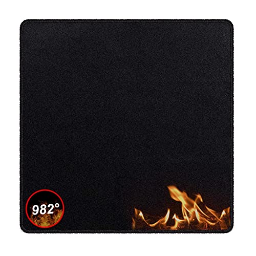 Feuerfeste Unterlage, Hitzeschutzmatte 100 x 100cm Stark 5mm Hitzebeständigkeit 982°C Lötmatte Grillunterlage Brandschutzmatte Feuerfeste Matte für Zeltofen Schweißtisch, Schwarz von Aisny