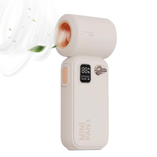 Handventilator, Mini Ventilator mit 3600 mAh Akku Aufladbar 3,4W Kleiner Ventilator mit 100 Geschwindigkeiten und Leistungsanzeige 20000+ U/min Small Fan für Outdoor Camping Reisen, Aprikose von Aisny