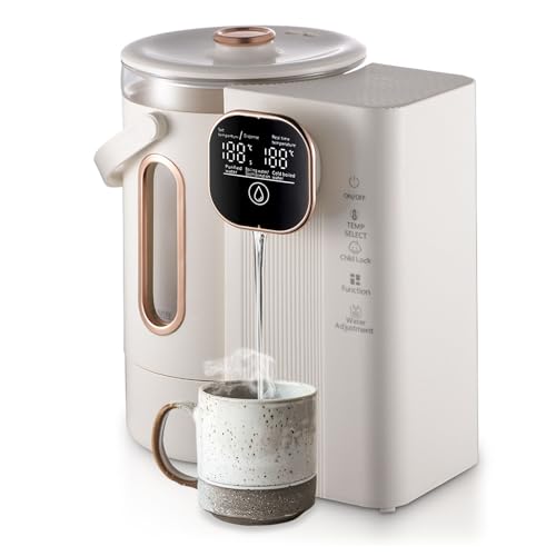 Heißwasserspender, 3L Wasserkocher mit Temperatureinstellung 1000W Wasserspender aus Edelstahl mit Sperrschlüssel Mehrfache Temperaturstufen Water Dispenser für Heim Büro Wohnmobil von Aisny