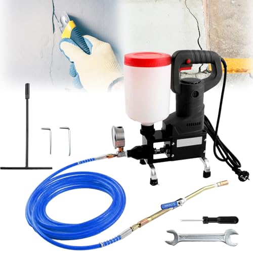 Hochdruck Injektionsmaschine, 1100W 2L Fußbodenfugenmaschine Hochdruck-Einspritzpumpe Injektionsperfusionsmaschine mit einem Manometer Wird zum Reparieren von Häusern Gebäude Durchlässen Bodenrissen von Aisny