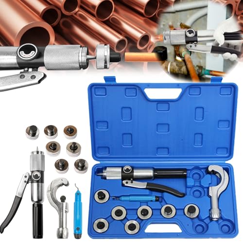 Hydraulischer Rohraufweiter, Hydraulisches Rohrpresswerkzeugset Mit Rohrschneider Entgratungswerkzeug Und 7 AufweiterköPfen Für 3/8 Bis 1-1/8 Zoll Kupferrohre Hvac-Aufweiterwerkzeuge (3/8“~1-1/8“) von Aisny