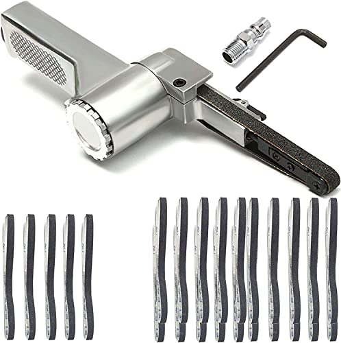 Luftbandschleifer, Bandschleifer Pneumatisches Polierwerkzeug Bandschleifer Druckluft 10mm 330mm mit 25 Schleifbändern Schleifen Polieren Verschiedene Fahrzeug Auto Pneumatische Werkzeuge Fingerfeile von Aisny
